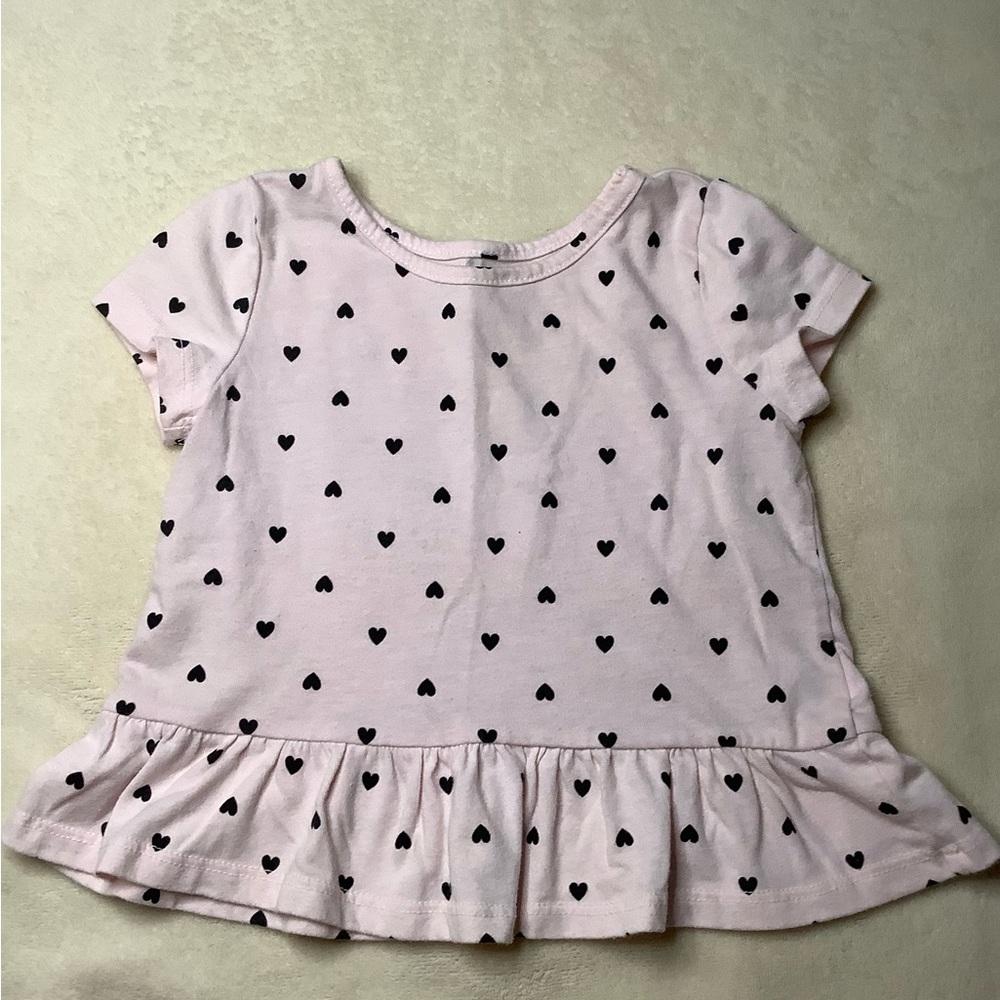 The Childrens Place Heart Pattern Short Sleeve Tee 12 to 18 Month 12M-18M